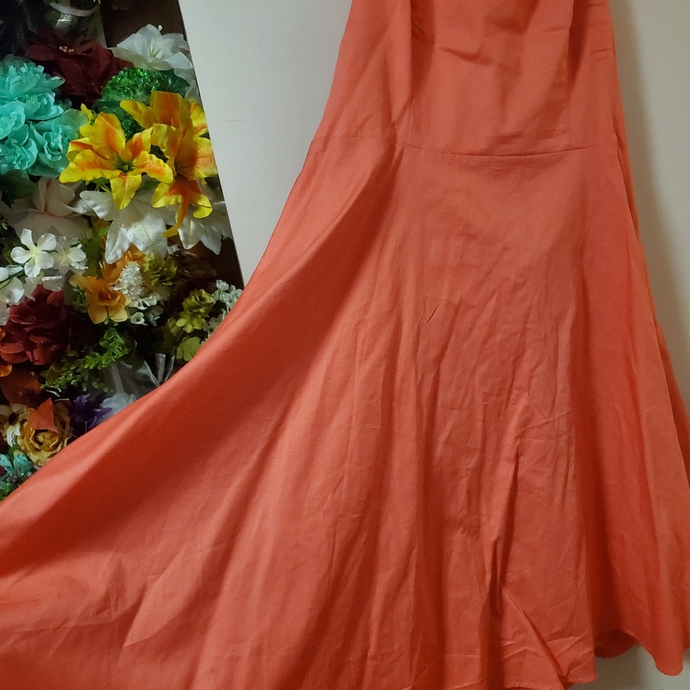Plus size coral halter swing dress